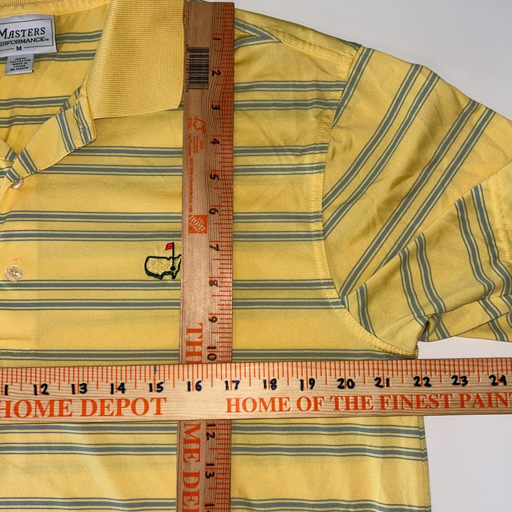 Masters Performance men’s yellow blue stripe short sleeve polo size Medium - Picture 8 of 11